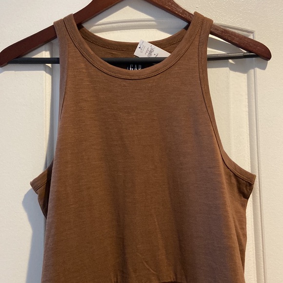 GAP tiered sleeveless midi dress mocha brown NWT - Picture 3 of 6